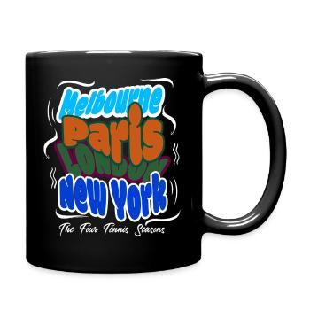 Tennis Shirt Melbourne, London, Paris, New York  - Tasse einfarbig - Schwarz - Rechts