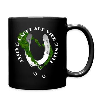 Nature-inspired horseshoe with clover - Full Colour Mug - black - Right