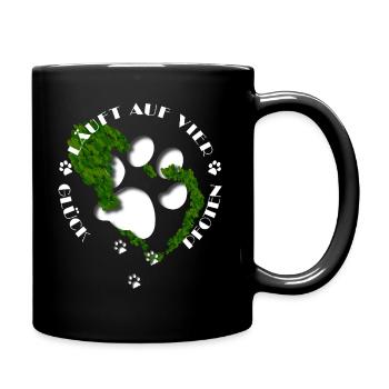 Paws and heart made of leaves with message - Full Colour Mug - black - Right