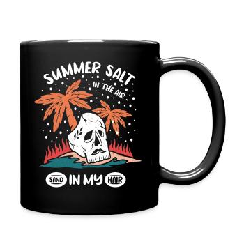 Summery skull design with palm trees - Full Colour Mug - black - Right