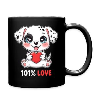 Dalmatiner Welpe mit Herz 101% Love Hundeliebe - Tasse einfarbig - Schwarz - Rechts