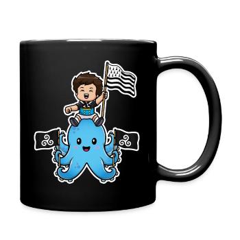 Bretagne Breizh – Bretonisches Kind Oktopus Gwenn ha Du - Tasse einfarbig - Schwarz - Rechts