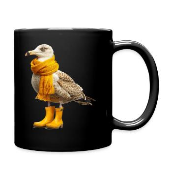 Albatross with rubber boots and scarf - Full Colour Mug - black - Right