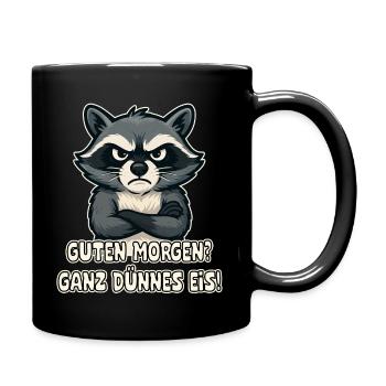 Funny raccoon slogan print - Full Colour Mug - black - Right