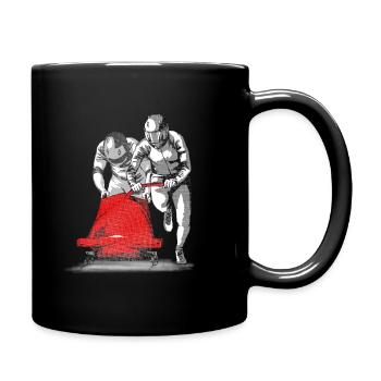 Bobfahrer beim Anschieben am Start - Tasse einfarbig - Schwarz - Rechts