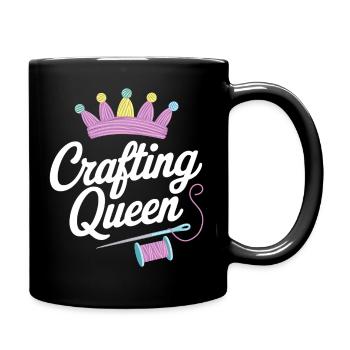 Crafting Queen with Crown and Needle - Full Colour Mug - black - Right