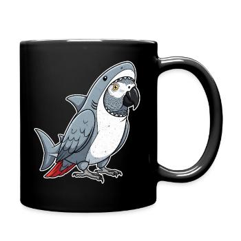 Cartoon Grey Parrot Shark Costume - Full Colour Mug - black - Right