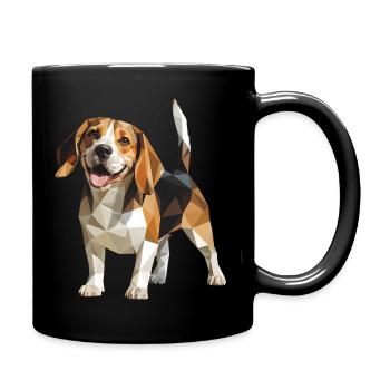 Beagle - Cooles Low Poly Logo - Tasse einfarbig - Schwarz - Rechts