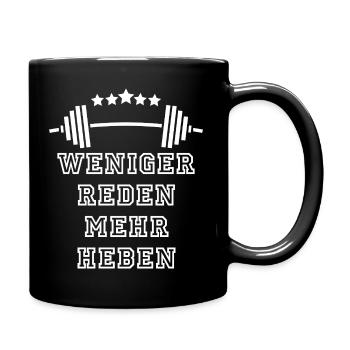Weniger Reden GYM: Fokus & Power - Tasse einfarbig - Schwarz - Rechts