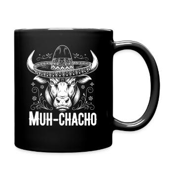 MUH-CHACHO Stier mit Sombrero - Tasse einfarbig - Schwarz - Rechts