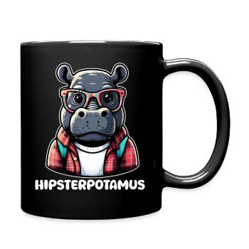 Hippo Hipster Plaid Lunettes Colorées - Mug uni - noir - Droite