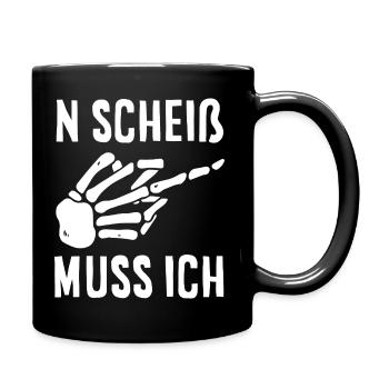 N Scheiß muss ich – Mittelfinger - Tasse einfarbig - Schwarz - Rechts