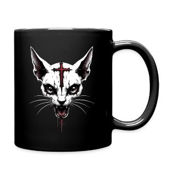 Sphynx Katze Gothic Kreuz Finsterer Okkultismus Satanisch - Tasse einfarbig - Schwarz - Rechts