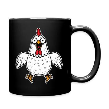 Huhn Henne Hahn Gockel Geflügel Hühner verrückt  - Tasse einfarbig - Schwarz - Rechts