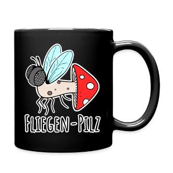 Fliegenpilz - Halb Fliege halb Pilz - Tasse einfarbig - Schwarz - Rechts