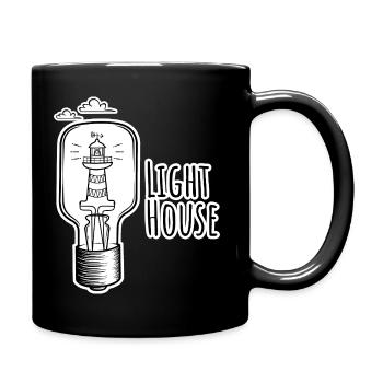 Leutchtturm in einer Glühbirne - Light-House - Full Colour Mug - black - Right