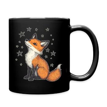 Renard et étoiles - Mug uni - noir - Droite