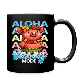 Aloha Vacay Schwein - Tasse einfarbig - Schwarz - Rechts