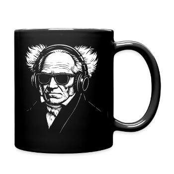 Vintage Schopenhauer German Philosopher Portrait - Full Colour Mug - black - Right