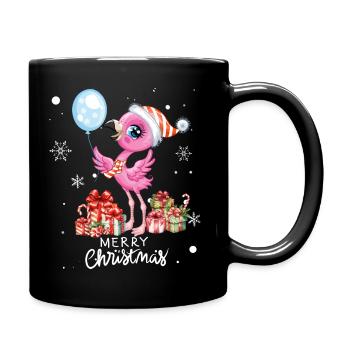 Flamingo à Noël. Cadeau de Noël - Mug uni - noir - Droite