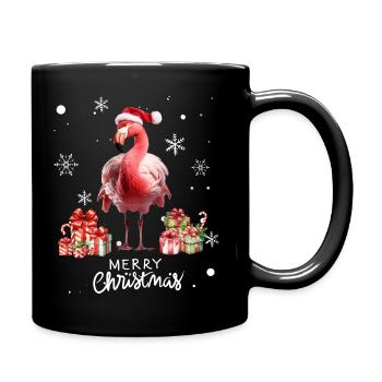 Flamingo à Noël. Cadeau de Noël - Mug uni - noir - Droite