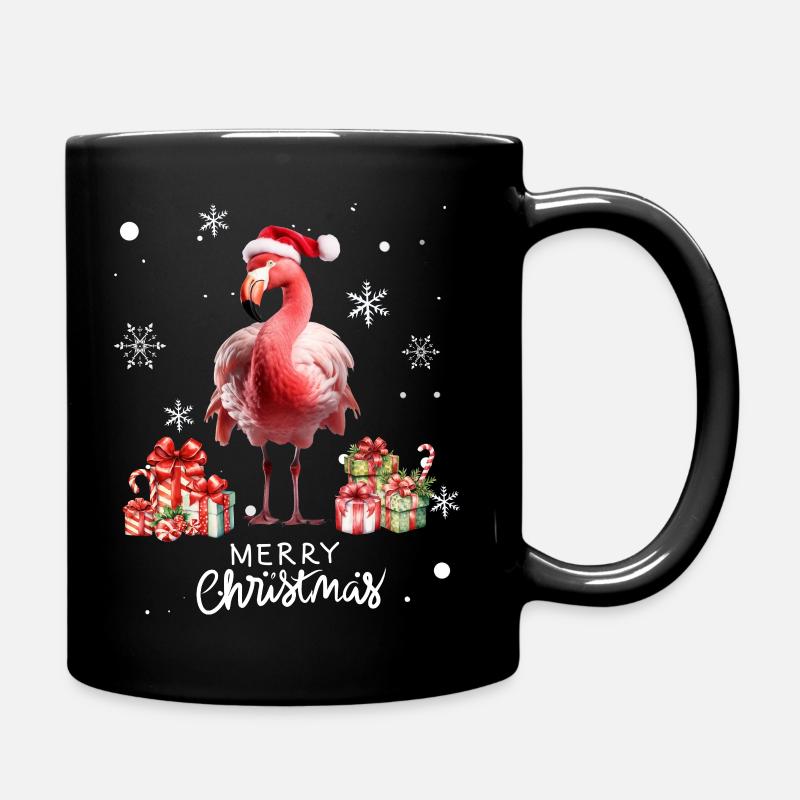 flamingo in christmas. christmas gift - Full Colour Mug - black