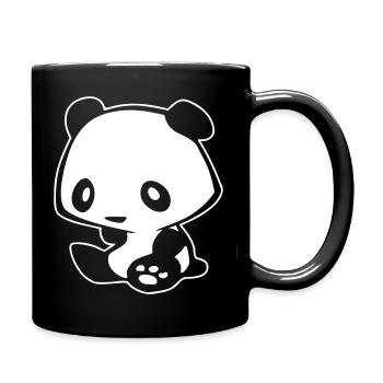 Kawaii Panda – Cute Manga Bear Bamboo - Full Colour Mug - black - Right