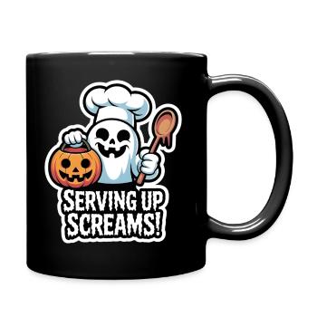 Chef Boo – Spooky Cute Halloween Ghost Spoon - Tasse einfarbig - Schwarz - Rechts