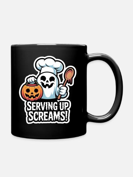 Chef Boo - Cuillère fantôme d’Halloween mignonne effrayante - Mug uni - noir