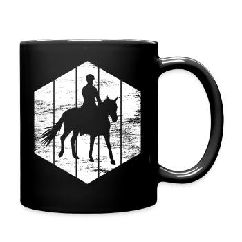 Reiter Skizze - Tasse einfarbig - Schwarz - Rechts