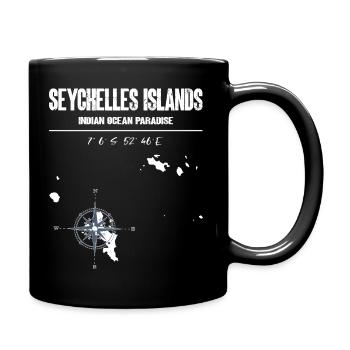 Seychelles Map Compass Vintage Design - Full Colour Mug - black - Right