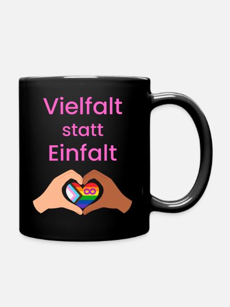 Vielfalt statt Einfalt - Tasse einfarbig - Schwarz