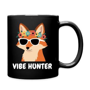 Vibe Hunter Fuchs mit Blumenkranz - Tasse einfarbig - Schwarz - Rechts
