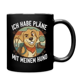 I have plans with my dog - Full Colour Mug - black - Right