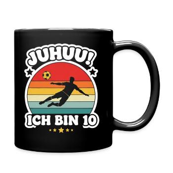 Yay I'm 10 football striker Tenth born - Full Colour Mug - black - Right