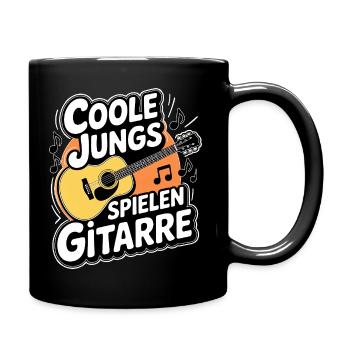 Coole Jungs spielen Gitarre – Musik, Rock, Spruch - Tasse einfarbig - Schwarz - Rechts