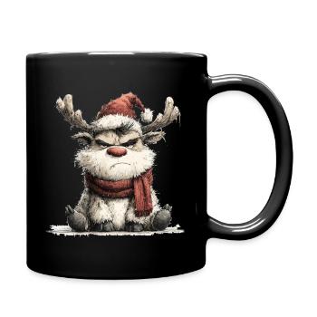 Grim Reindeer with Scarf - Full Colour Mug - black - Right