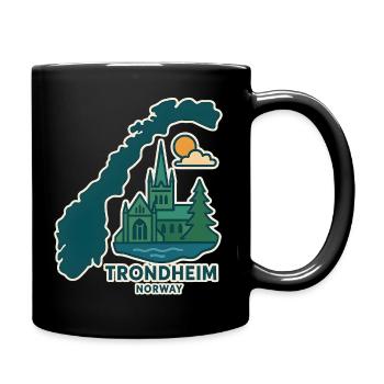 Die Skyline der Stadt Trondheim - Tasse einfarbig - Schwarz - Rechts