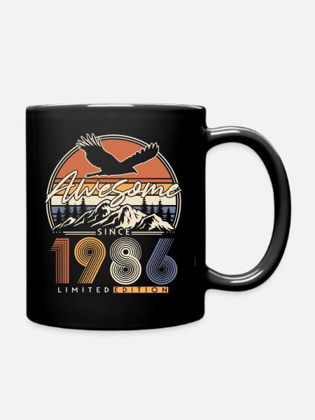 1986 Jahrgang Retro Geburtstag Geschenk - Tasse einfarbig - Schwarz