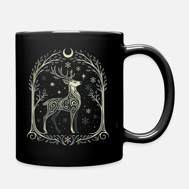 Pagan Weihnachten Yule Hirsch mit Mondsichel - Tasse einfarbig - Schwarz