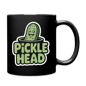 Pickle Head Funny Cucumber Cartoon Humor - Full Colour Mug - black - Right