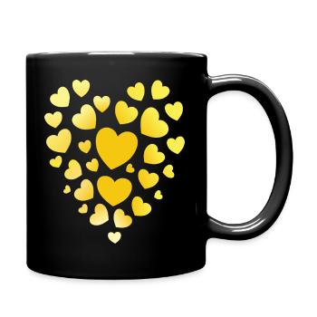 Gelbe Herzen Muster gelbes Herz - Tasse einfarbig - Schwarz - Rechts