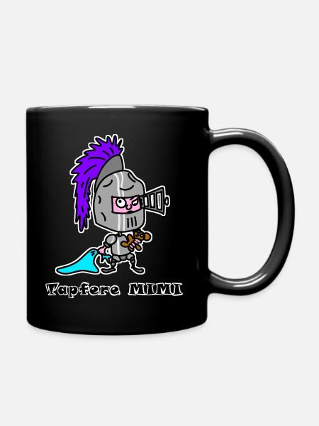 Tapfere Mimi – Cartoon Ritter mit Teddy - Tasse einfarbig - Schwarz