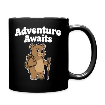 Abenteuerbär mit Wanderstab - Tasse einfarbig - Schwarz - Rechts