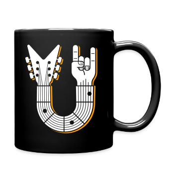 Rock Hand Guitar Emblem - Full Colour Mug - black - Right