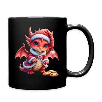 Plush Christmas Dragon - Full Colour Mug - black - Right