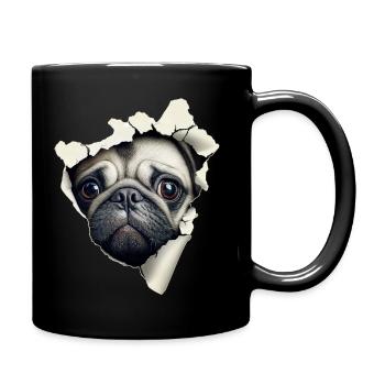 Mops - Tasse einfarbig - Schwarz - Rechts