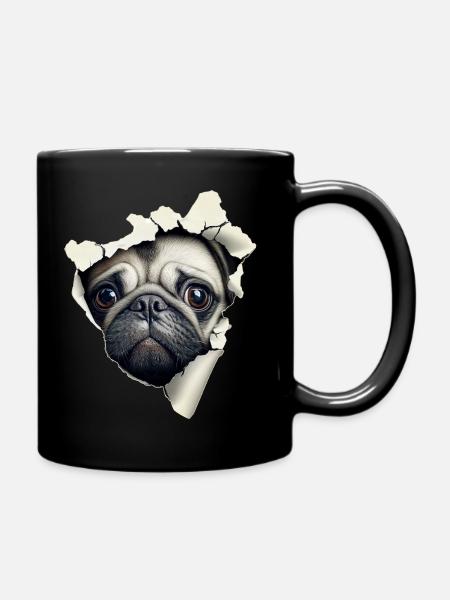 Mops - Tasse einfarbig - Schwarz