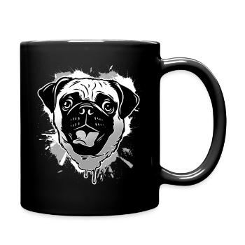 Mops - Tasse einfarbig - Schwarz - Rechts