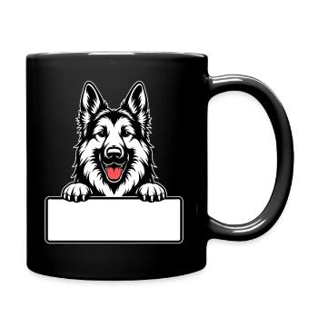 Berger allemand avec badge nominatif - Mug uni - noir - Droite